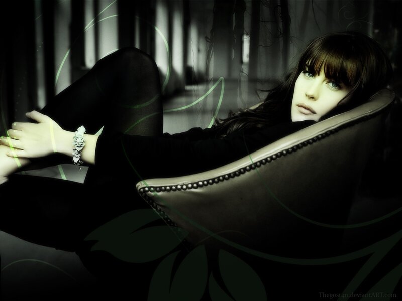 woman in black reclining