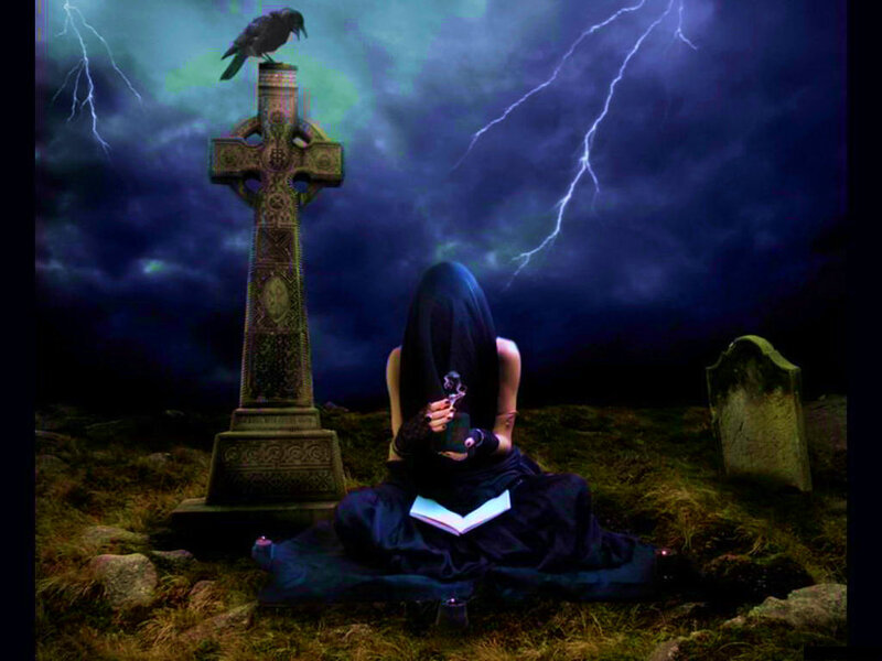 Woman in Black Robe — Blue