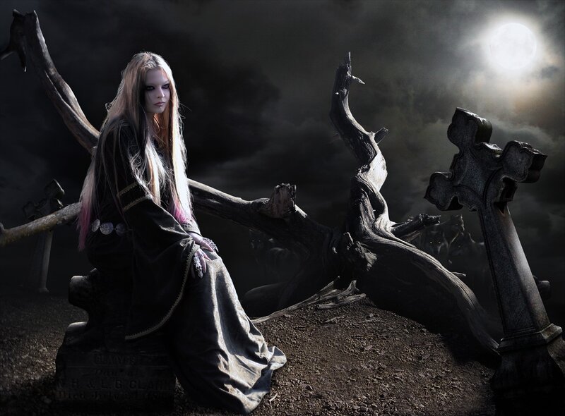 Woman in Black Robe — Dark