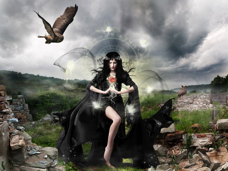 Woman in Black Robe — Dramatic, Afternoon