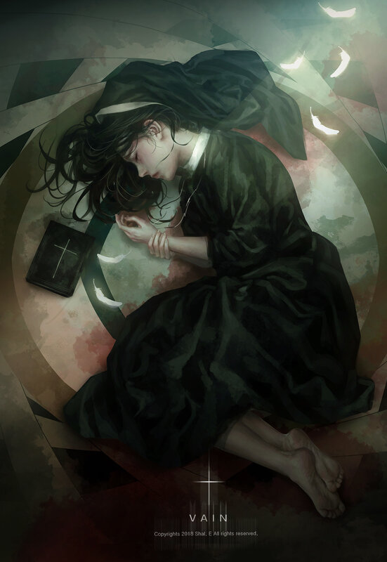 Woman in Black Robe — Dramatic, Digital Art, Book