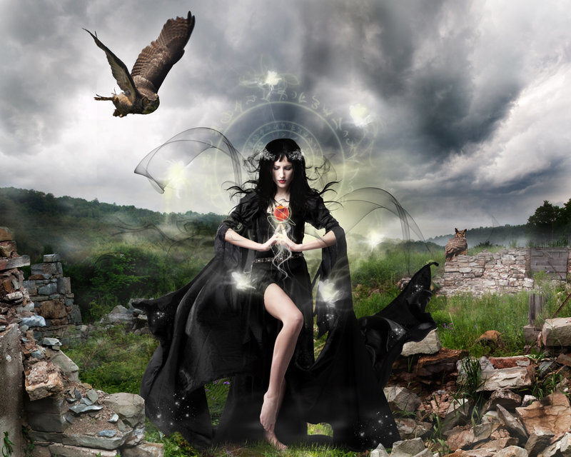 Woman in Black Robe — Dramatic, Digital Art