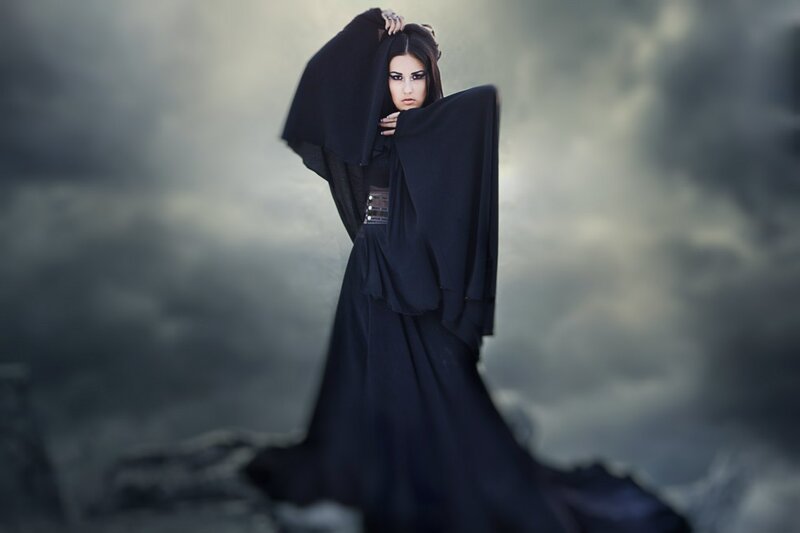 Woman in Black Robe — Dramatic, Photograph, Robes
