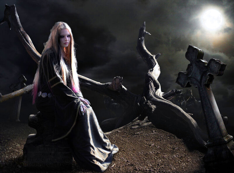 Woman in Black Robe — Dramatic