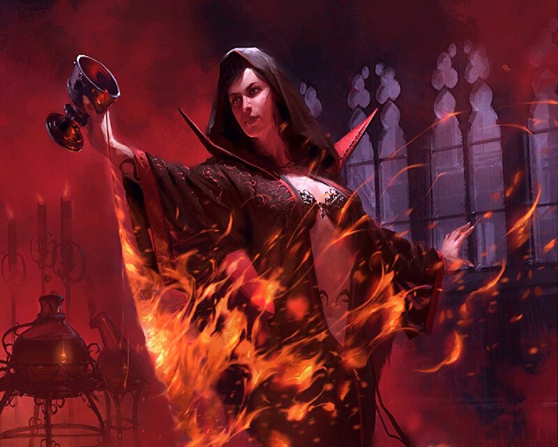Woman in Black Robe — Red