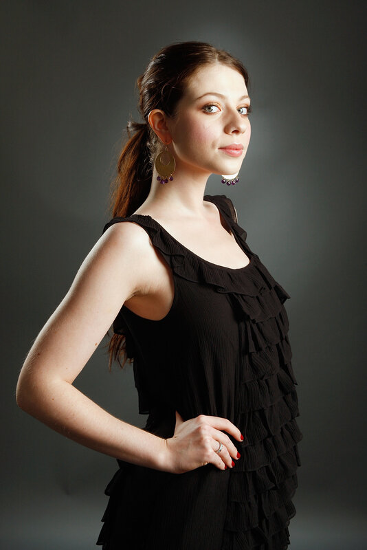 woman in black ruffled dress