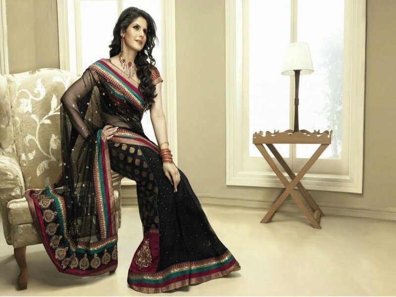 Woman in Black Sari — Elegant