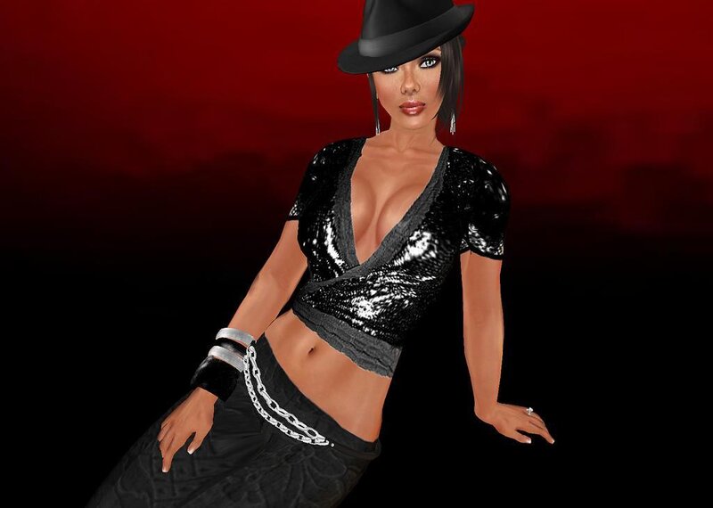 woman in black sequin top