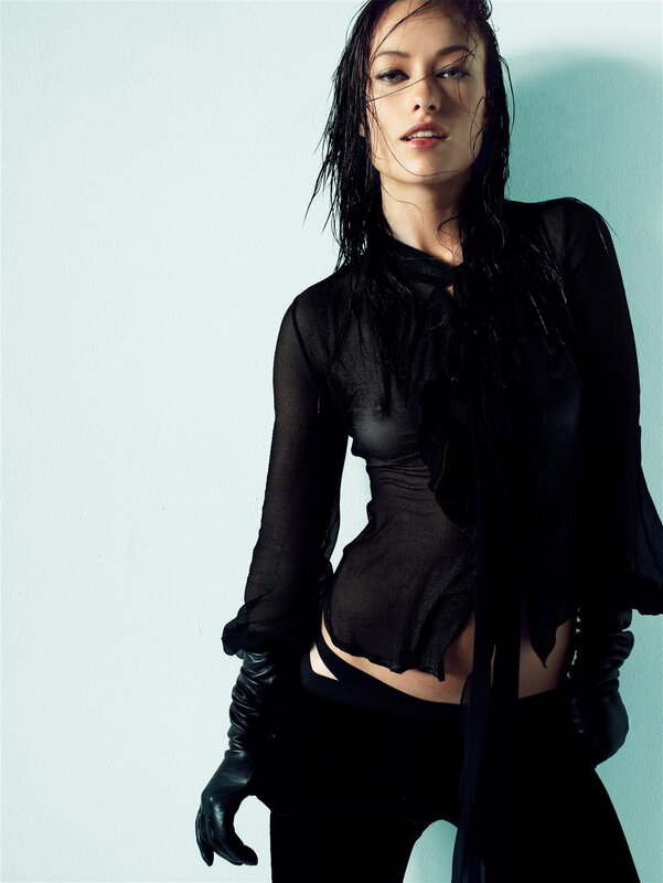 woman in black sheer top