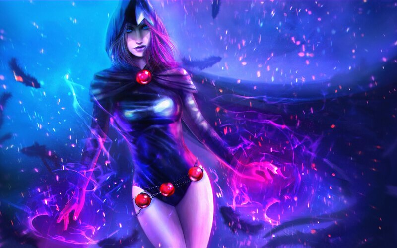 Woman in Black Suit — Blue, Dramatic, Night, Digital Art, Red Gems