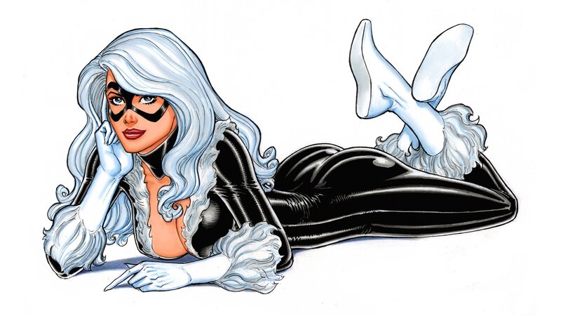 Woman in Black Suit — Confident, Comic, Mask