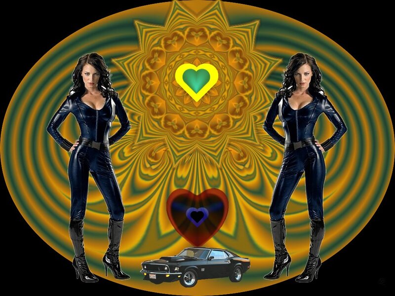 Woman in Black Suit — Dramatic, Digital Art, Car
