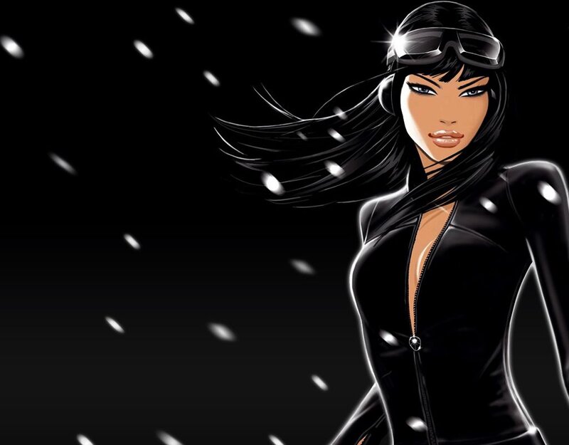 Woman in Black Suit — Dramatic, Digital Art, Goggles