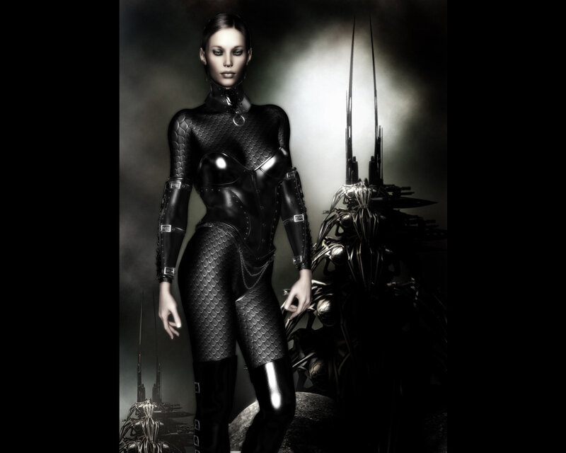 Woman in Black Suit — Dramatic, Digital Art