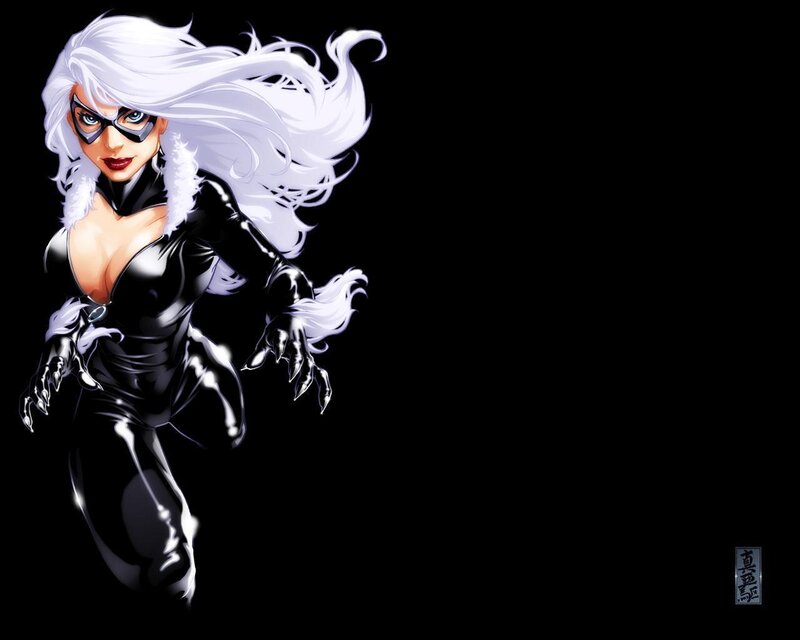 Woman in Black Suit — Dramatic, Digital Art, White Hair, Mask