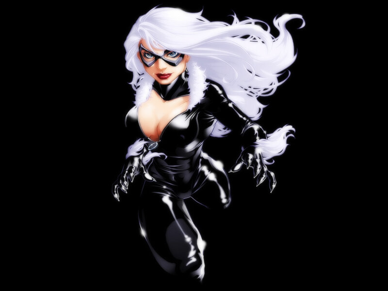 Woman in Black Suit — Dramatic, Digital Art, White Hair