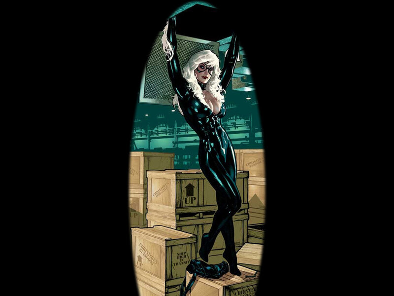 Woman in Black Suit — Dramatic, Night, Comic