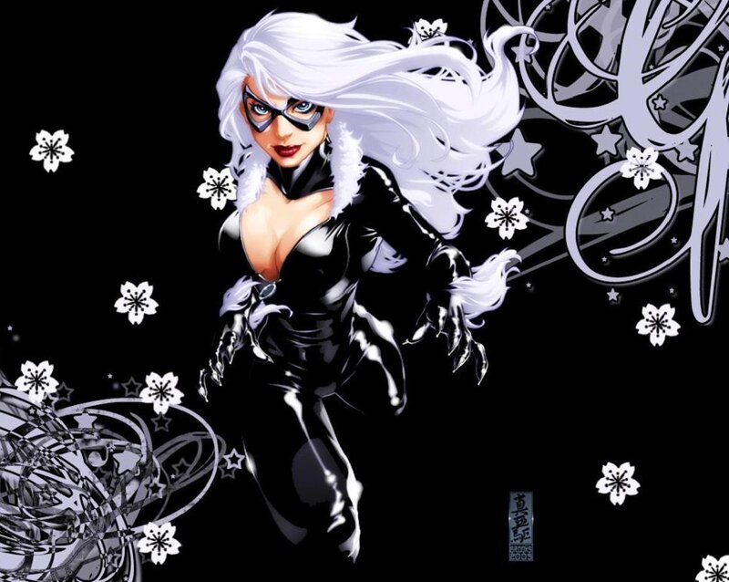 Woman in Black Suit — Dramatic, Night, Comic, White Hair