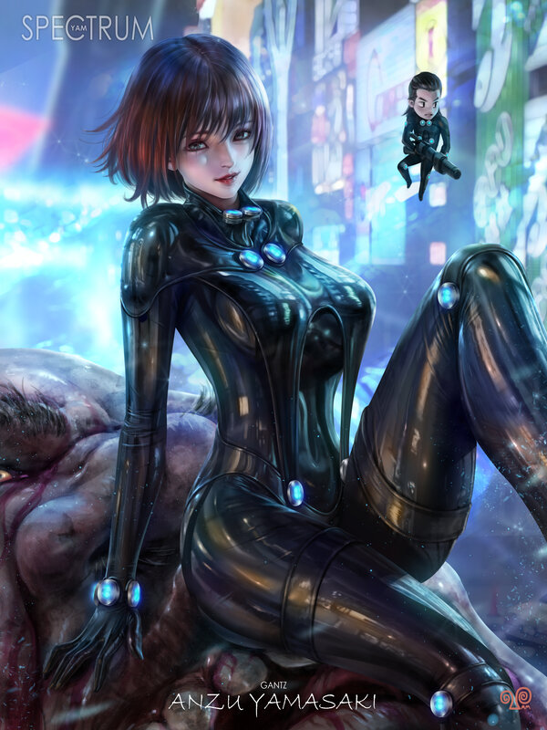 Woman in Black Suit — Dramatic, Night, Digital Art, Cyberpunk City