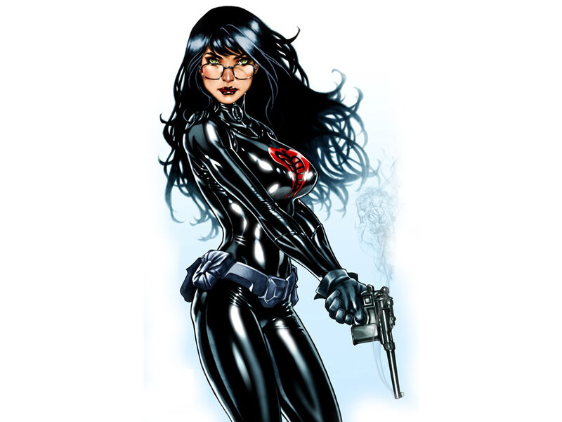 Woman in Black Suit Holding Gun — Dramatic