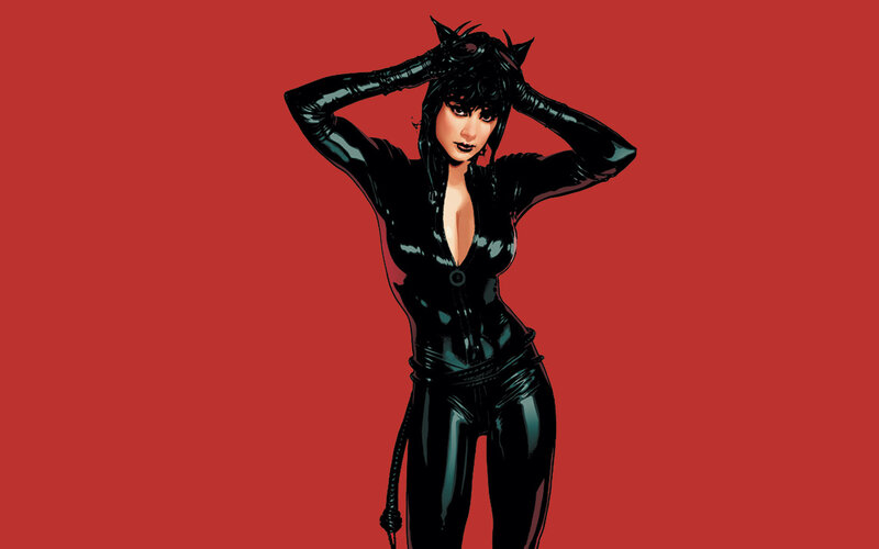 Woman in Black Suit — Red, Confident, Comic