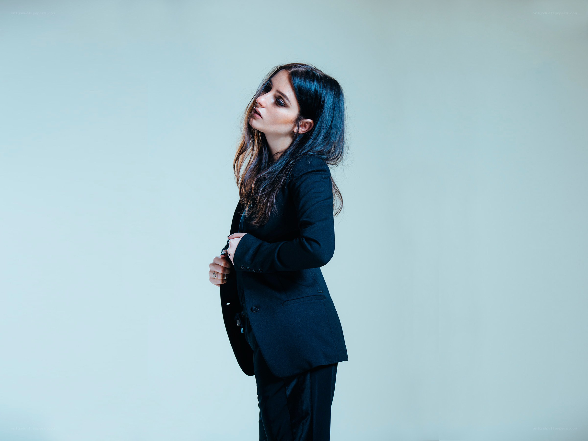 woman in black suit