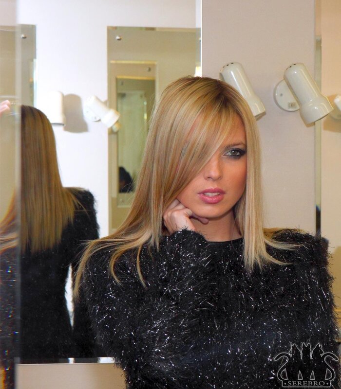 woman in black sweater