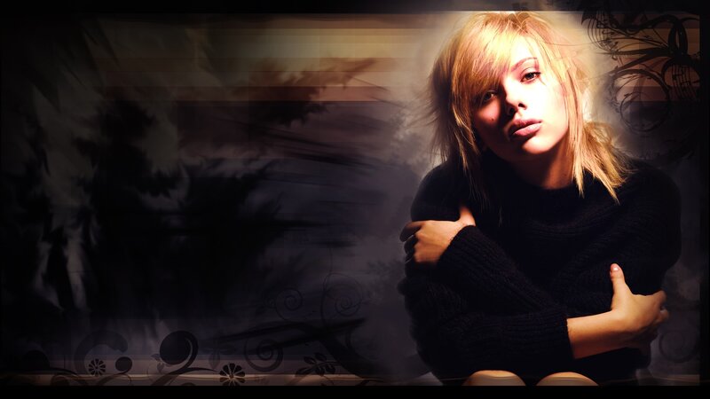 woman in black sweater