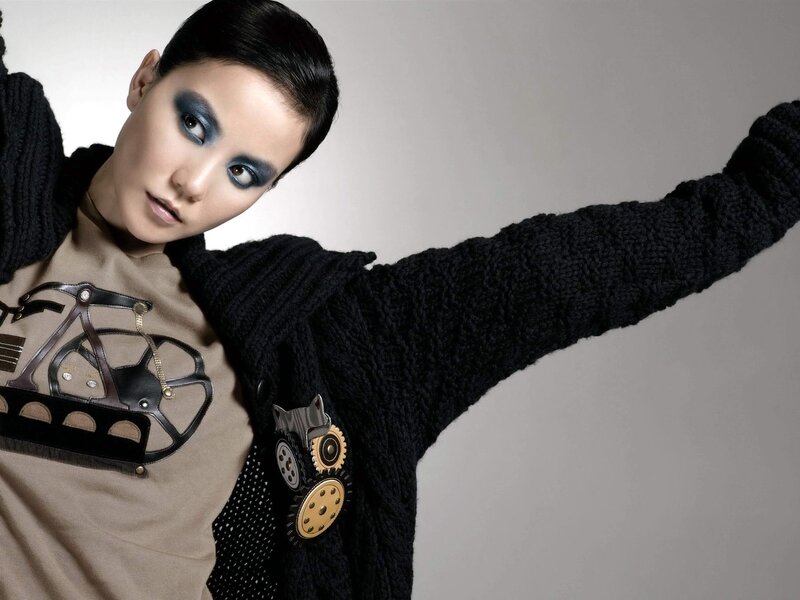 woman in black sweater