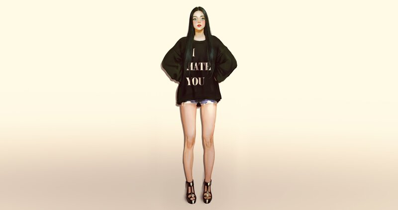 Woman in Black Sweatshirt — Neutral