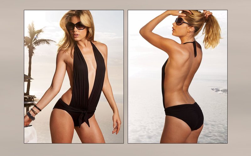 woman in black swimsuit