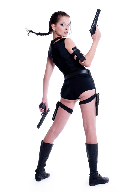 woman in black tactical outfit