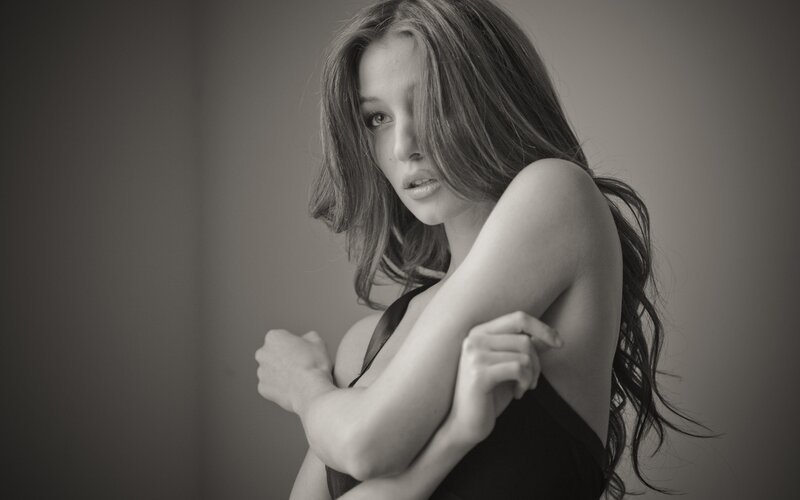 woman in black top