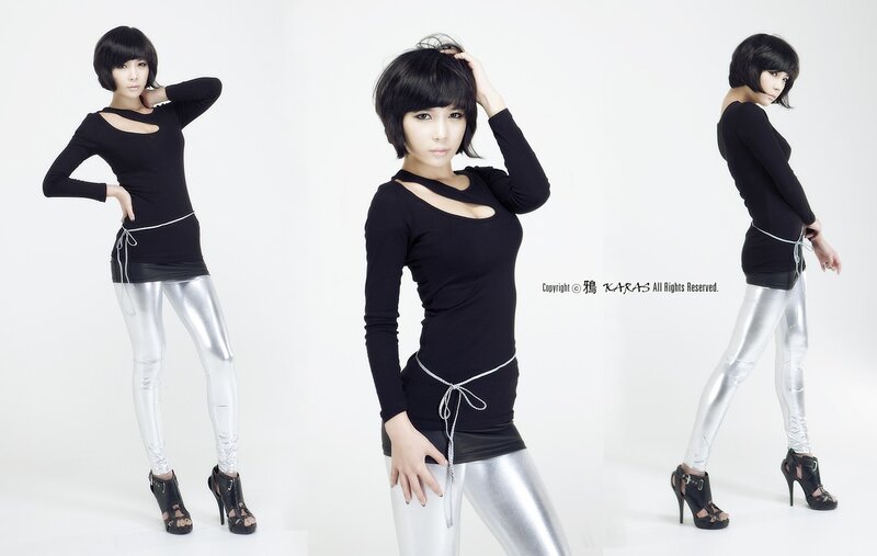 woman in black top and silver pants