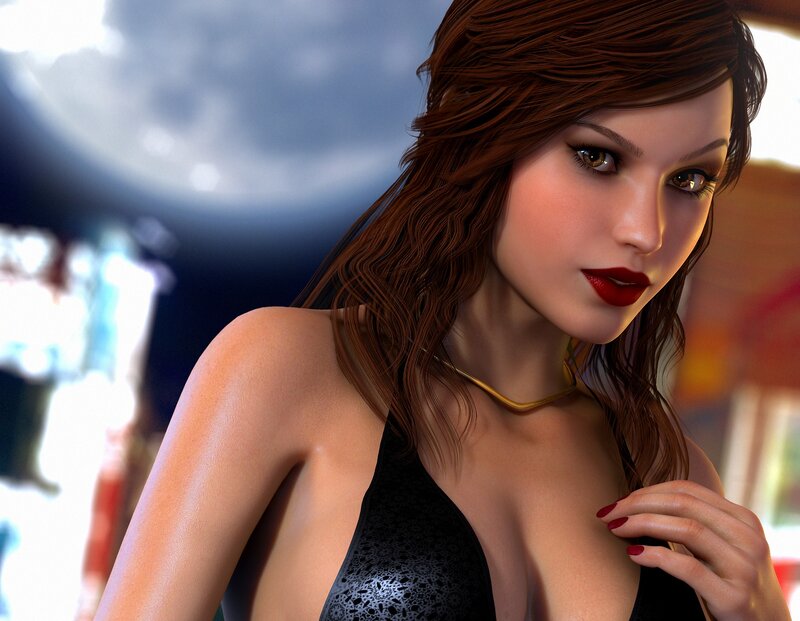 woman in black top at night