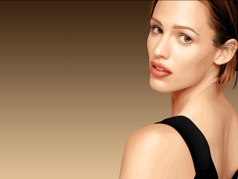 Woman in Black Top — Beige
