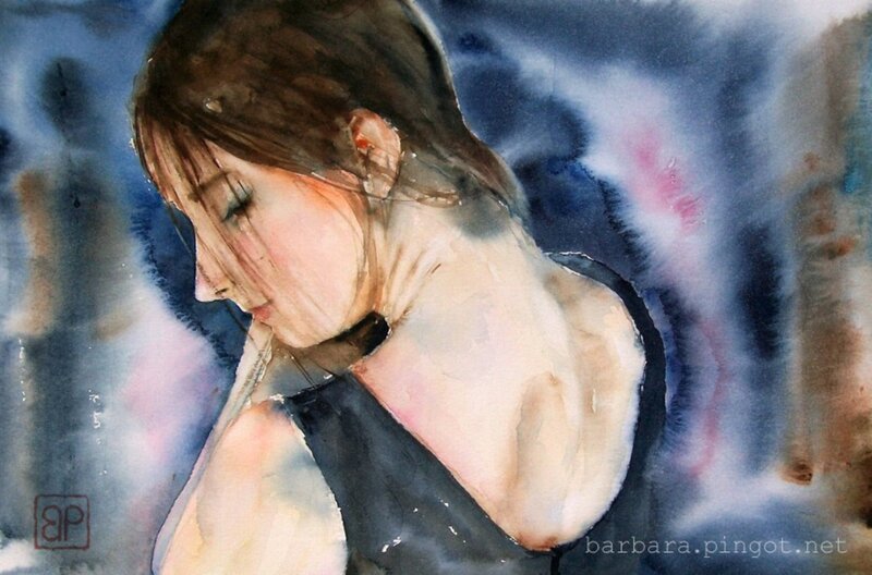 Woman in Black Top — Blue, Melancholic