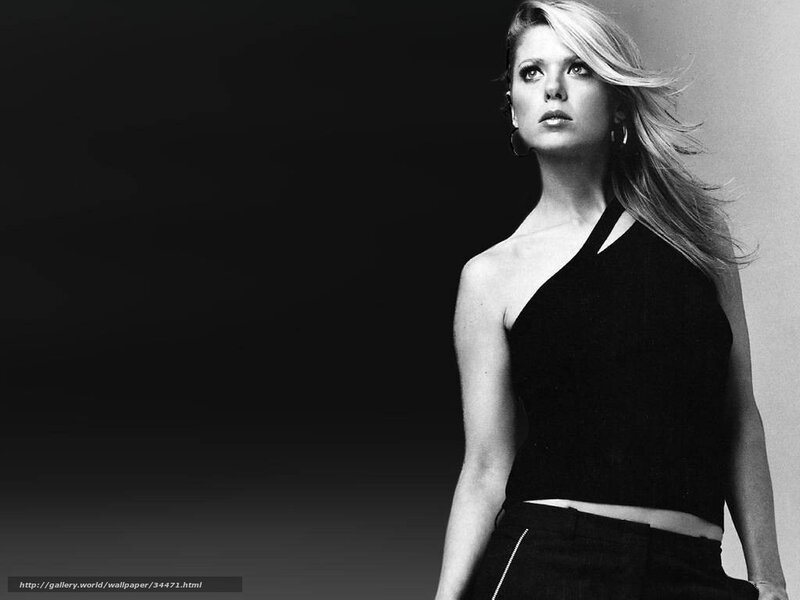 Woman in Black Top — Dramatic, Photograph, Blonde Hair, Hoop Earrings
