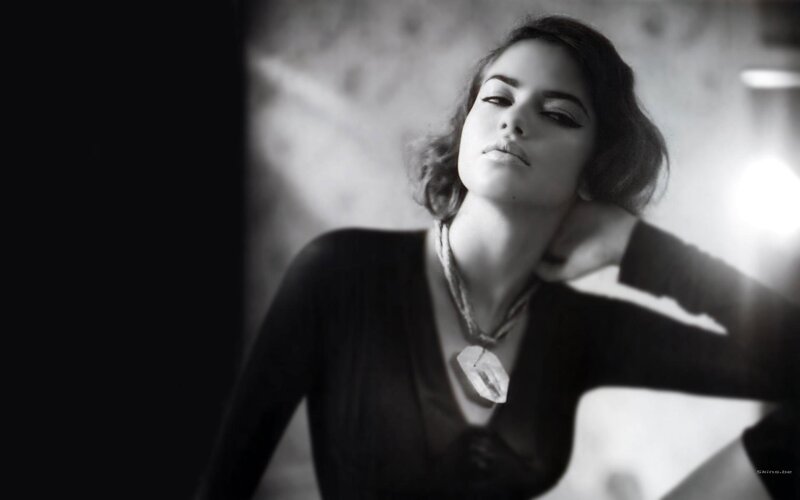 Woman in Black Top — Dramatic, Photograph, Necklace, Short Hair