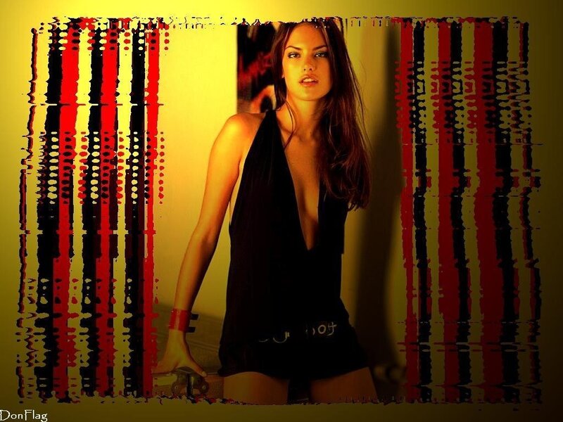woman in black top with digital effect