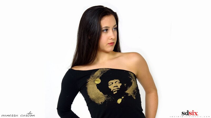 woman in black top with print