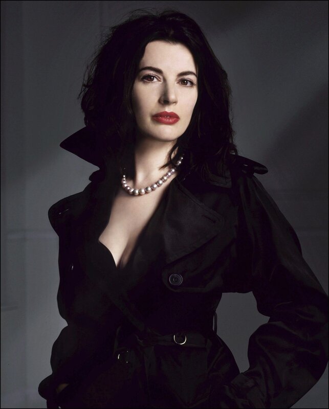 woman in black trench coat