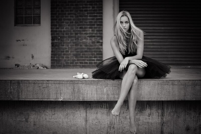 Woman in Black Tutu — Dramatic, Photograph