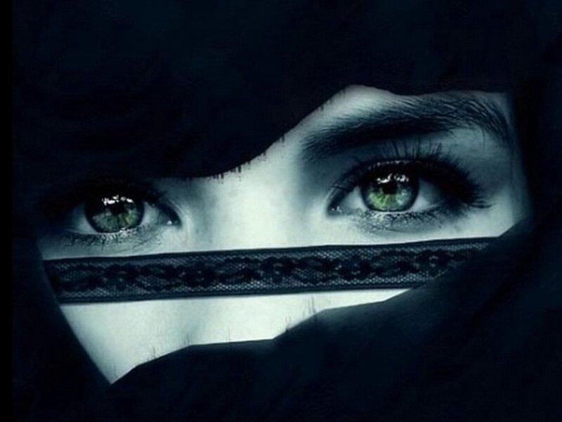 woman in black veil