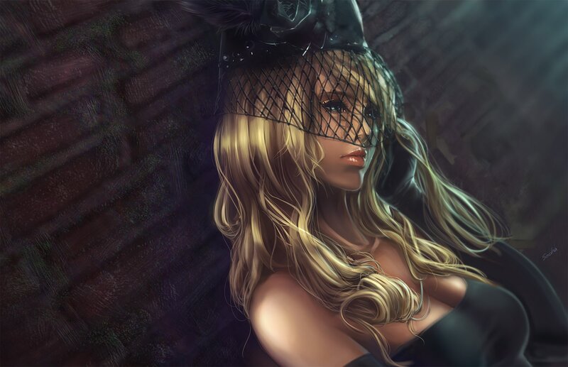 woman in black veil