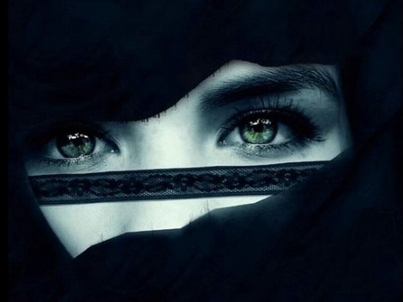 woman in black veil