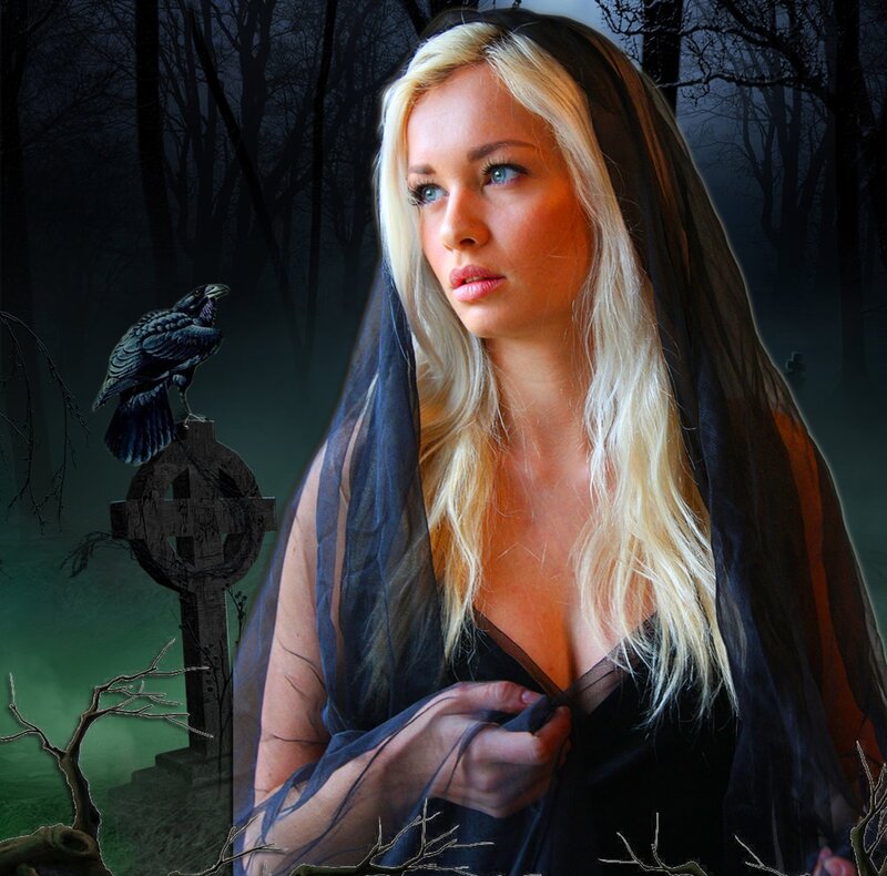 Woman in Black Veil — Dark