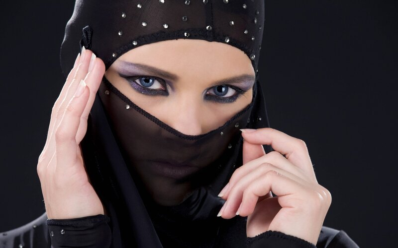 Woman in Black Veil — Dramatic, Photograph, Makeup, Hands
