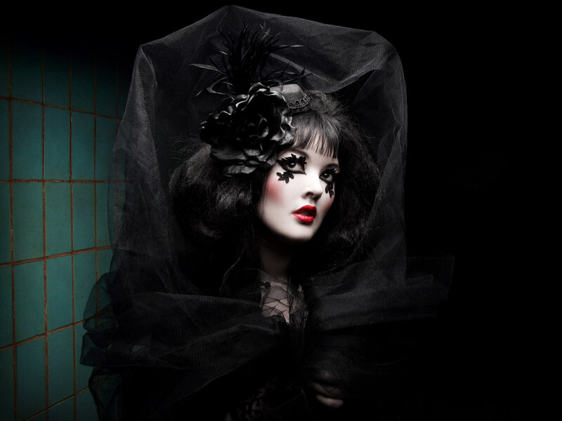 Woman in Black Veil — Dramatic, Photograph, Makeup