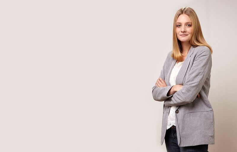 Woman in Blazer — Gray, Neutral